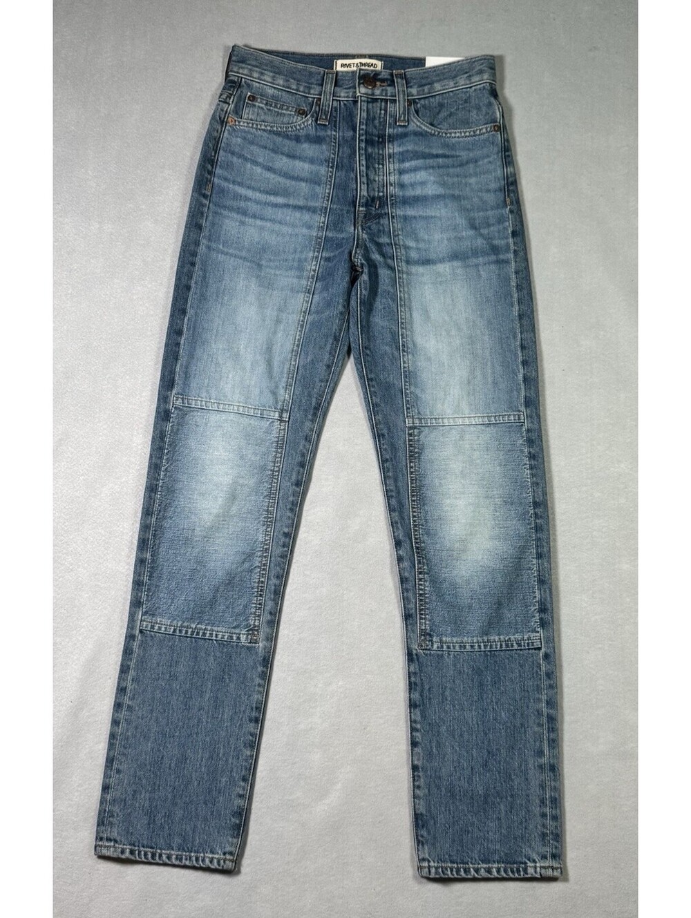 Rivet & Thread High-Rise Slim Boyjeans: Thigh-Patch Edition Size 23
